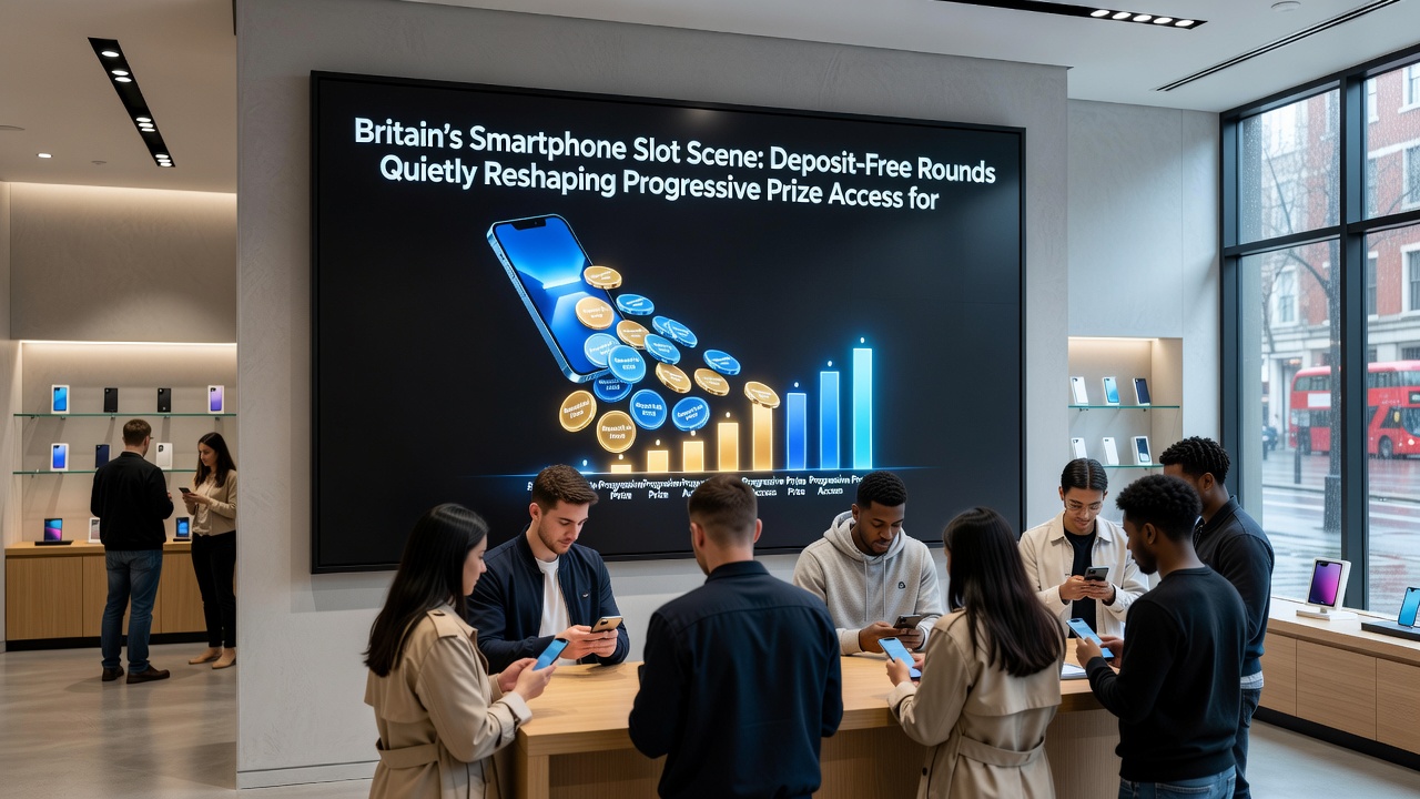 Group of users engaging with mobile slot apps showing jackpot counters
