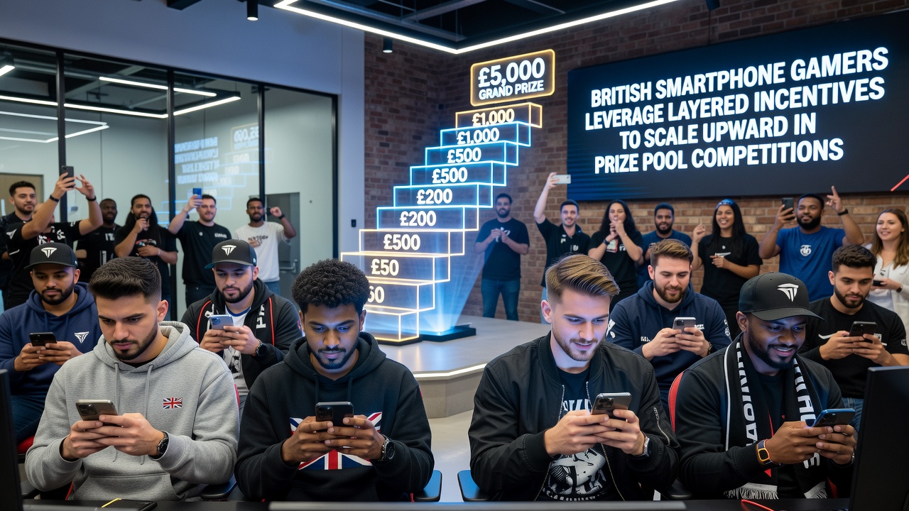 Mobile prize pool competition interface showing layered reward progression for British gamers