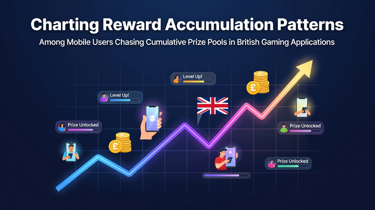Mobile users engaging with British gaming applications showing reward accumulation interfaces and prize pool trackers
