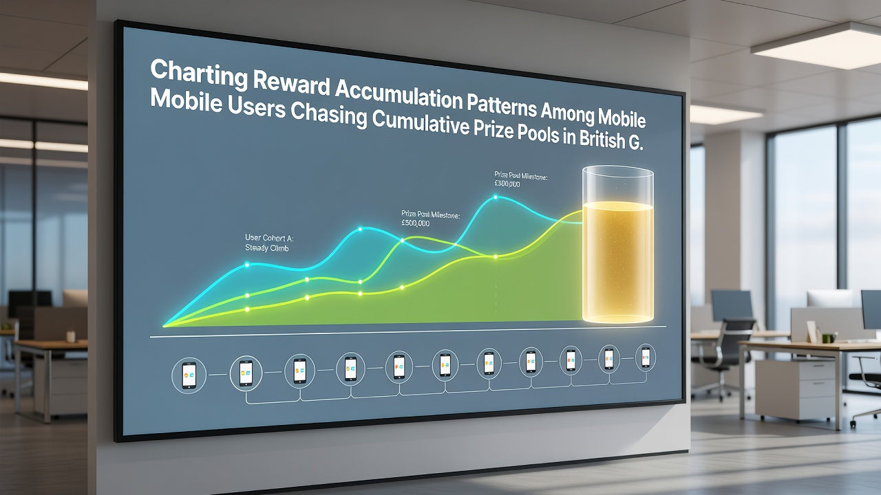 Data visualization of reward accumulation patterns and cumulative prize pool growth in British mobile gaming apps