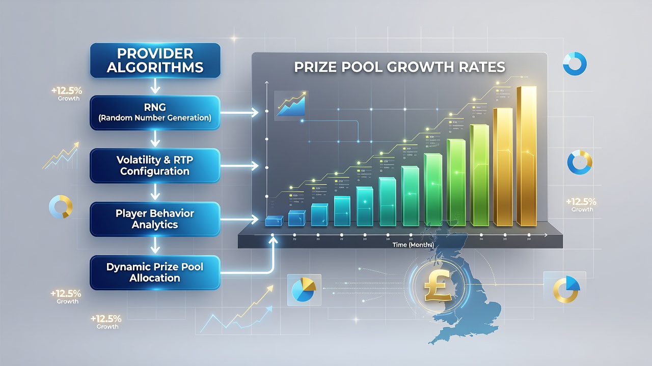 Graph displaying prize pool growth curves influenced by different provider algorithms over time