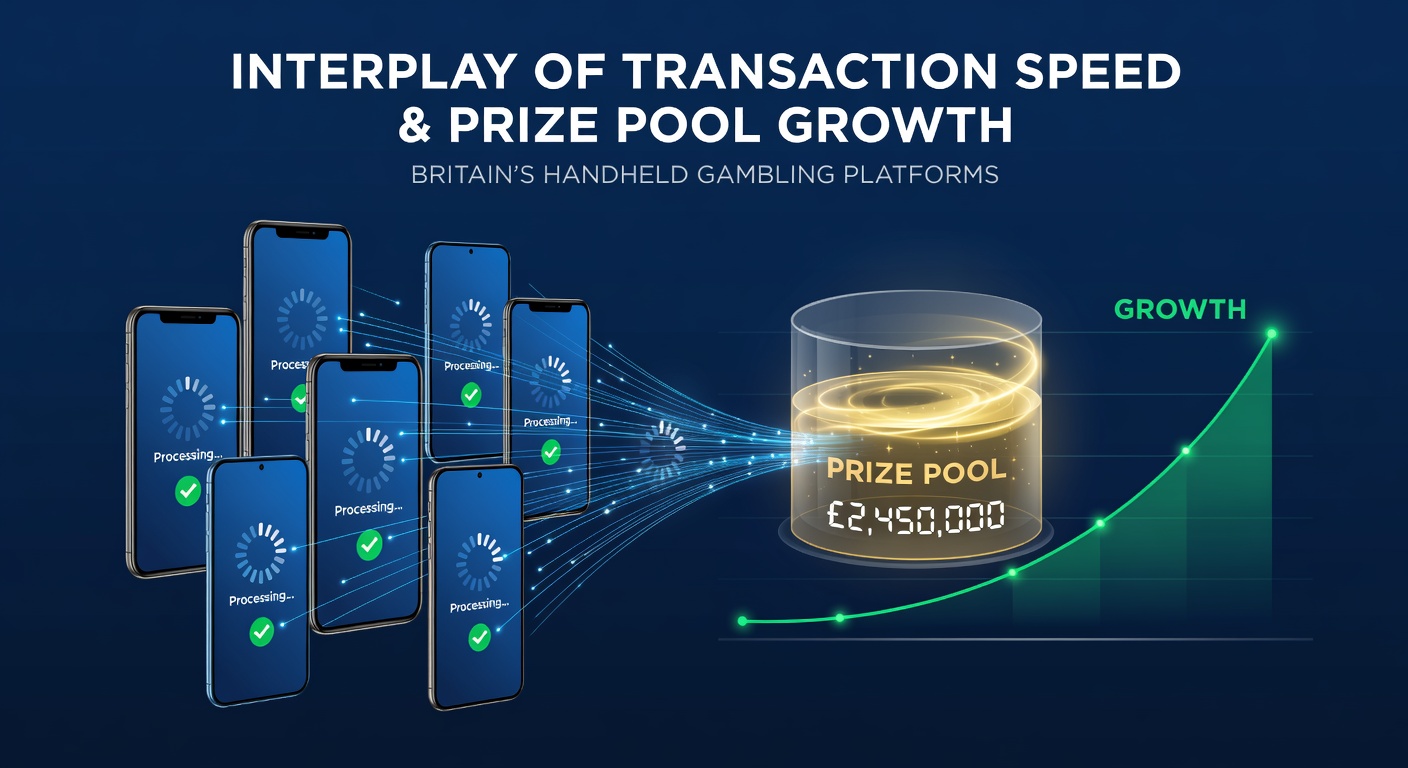 Mobile gambling interface showing rapid transaction processing and growing jackpot meters on handheld devices