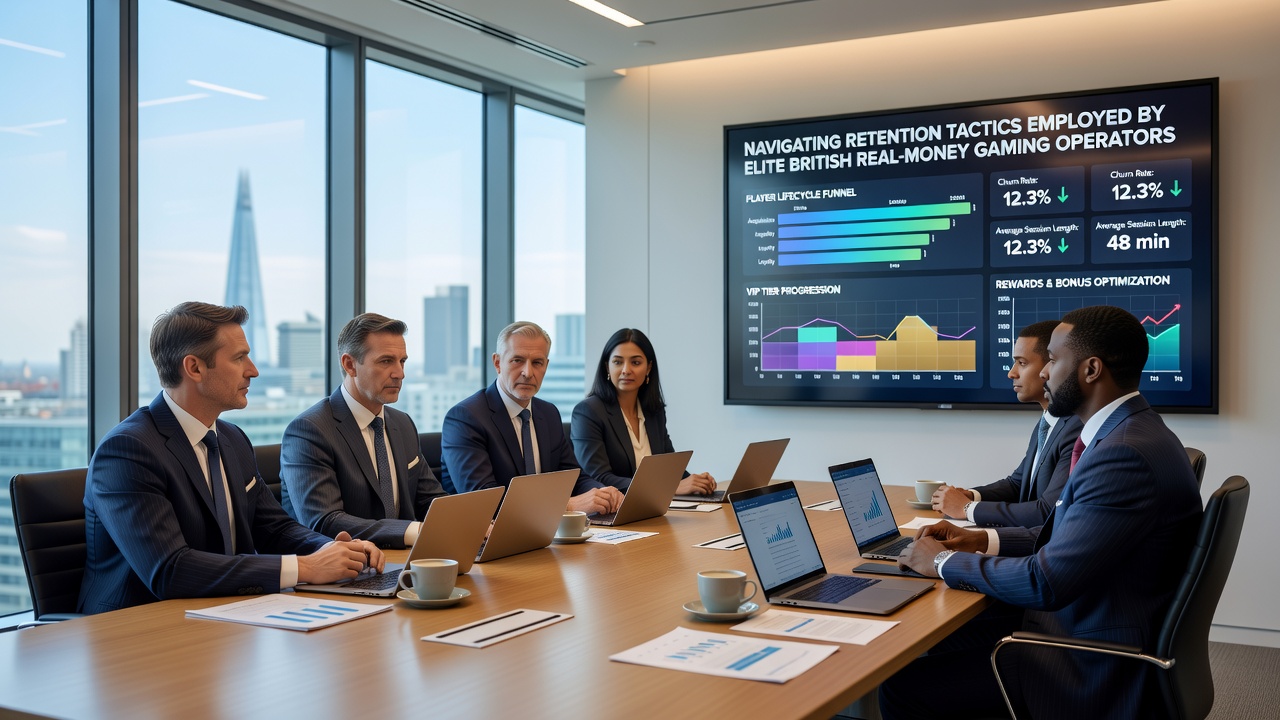 British gaming operators analyzing retention metrics through secure analytics dashboards in 2026
