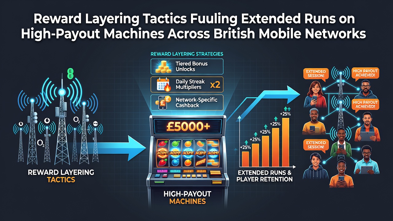Analytics dashboard showing extended session times linked to layered mobile slot rewards