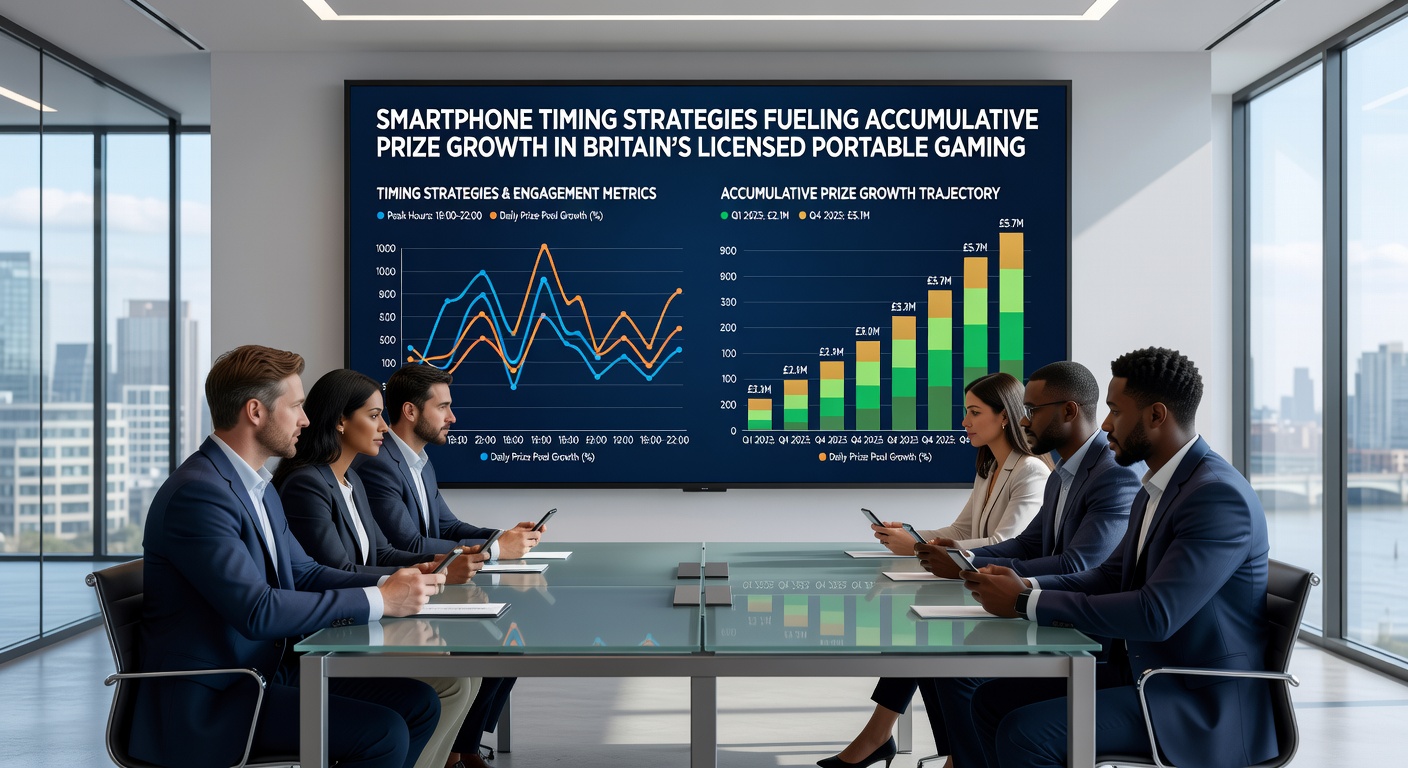 Mobile device displaying accumulative prize growth chart during off-peak gaming hours